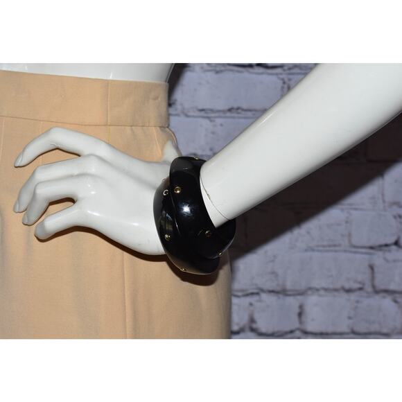 ALEXIS BITTER 2pc Paris Runway Lucite Stacked Studded Bangle Bracelet RARE!! - Picture 2 of 7